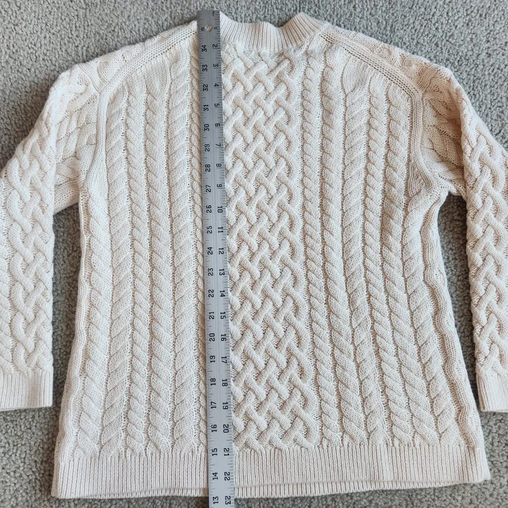 NWOT J. Crew Cotton Cashmere Cable Knit Pullover in Palest Peach RUNS BIG